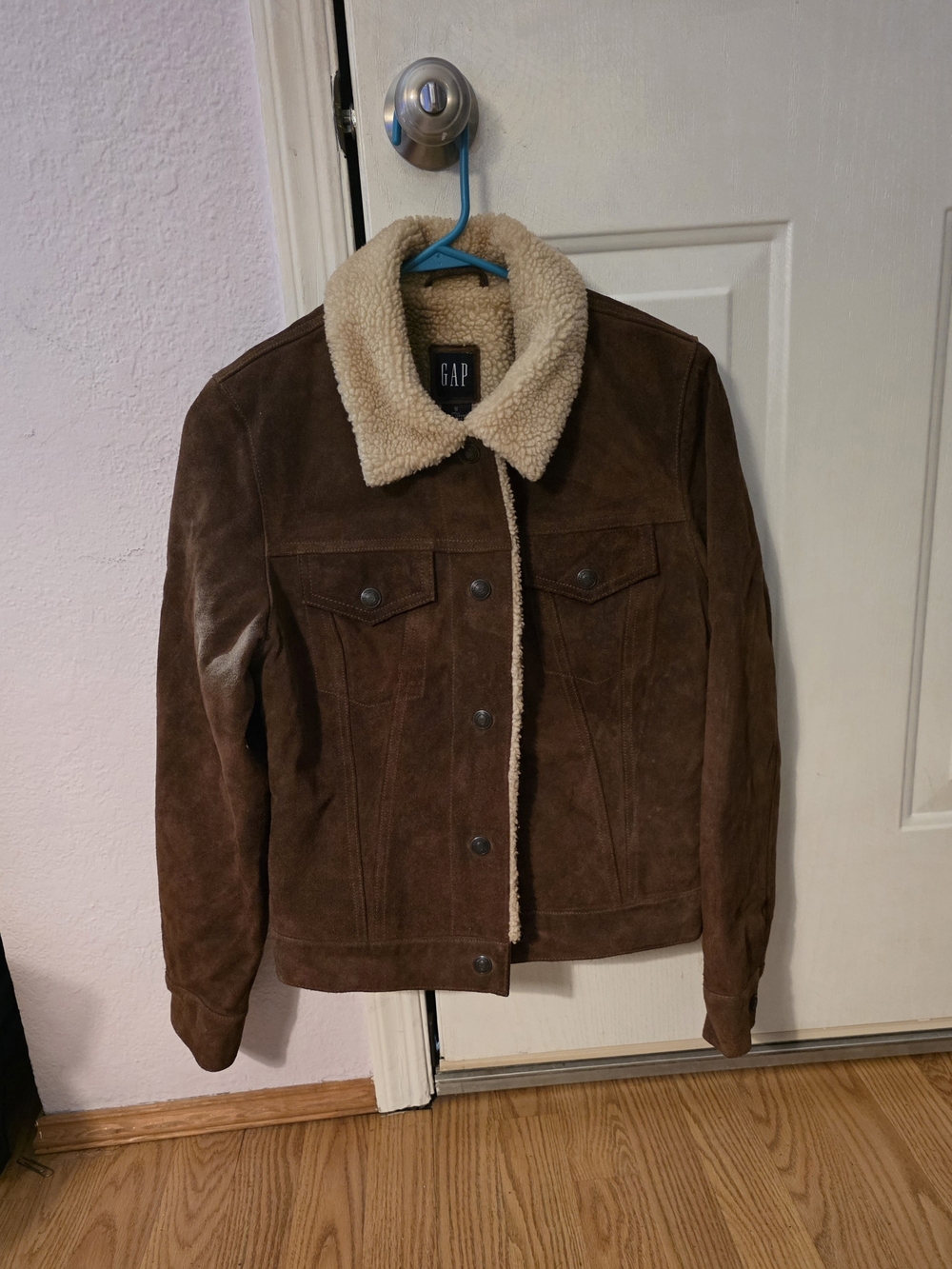 GAP Small Men’s Brown Suede Sherpa-Lined Jacket